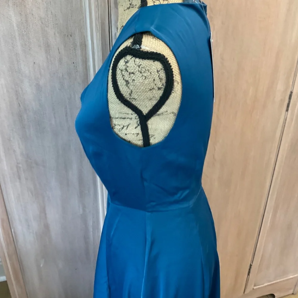 NWT Modcloth Blue Fit Flare Sleeveless Midi Dress wedding retro size 2
